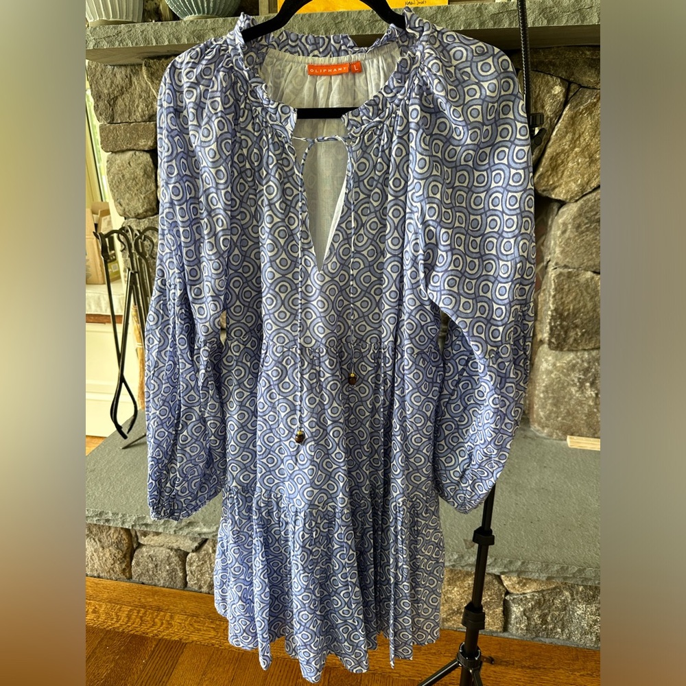 Oliphant Balloon Sleeve Dress, Tetris Blue, size L